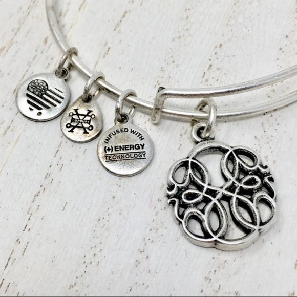 ALEX & ANI Path of Life Charm Silver Tone Bangle - Picture 2 of 5